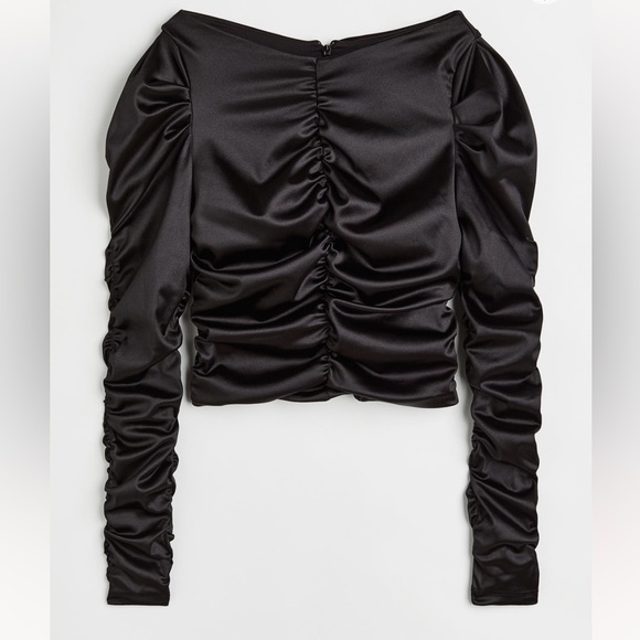 Black Silky Classic Gathered Top - Picture 1 of 2